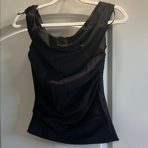 Zara Black Draped Sleeveless Blouse